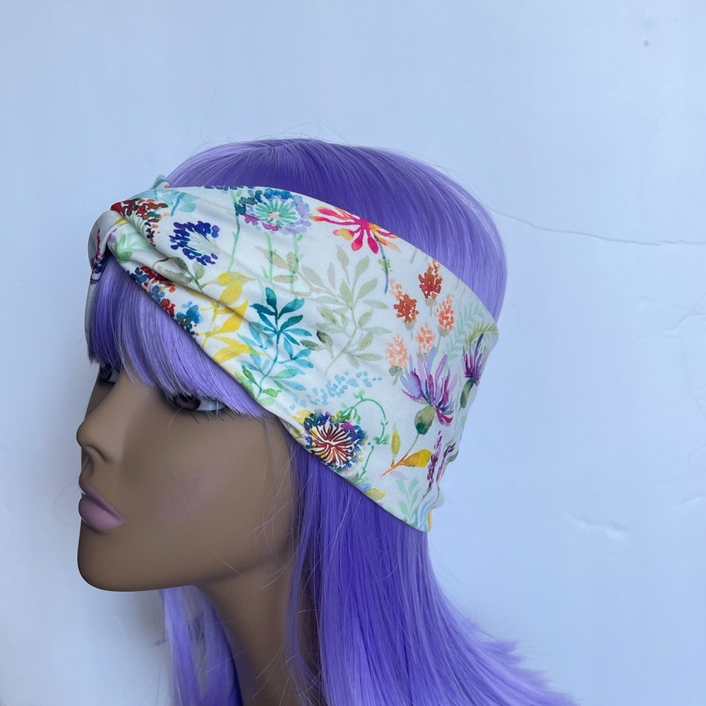 Watercolor Flower Print Turban Headband